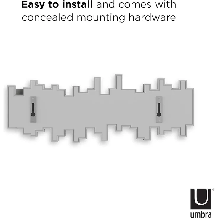 Umbra Stäbchen Garderobenhaken – Moderne und Platzsparende Garderobenleiste Grau & Buddy Haken – Dekorative Wandhaken Garderobe für Jacken, Schals, Taschen, Rucksäcke, Handtücher und Mehr, 3er-Set – Bild 4