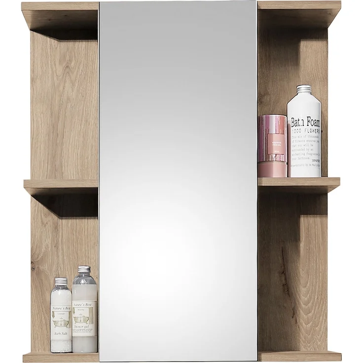 Badezimmerspiegelschrank >Vista< 1 Tür, Fächer, Spiegel / viking oak Dekor - 60x71x20cm (BxHxT) – Bild 2