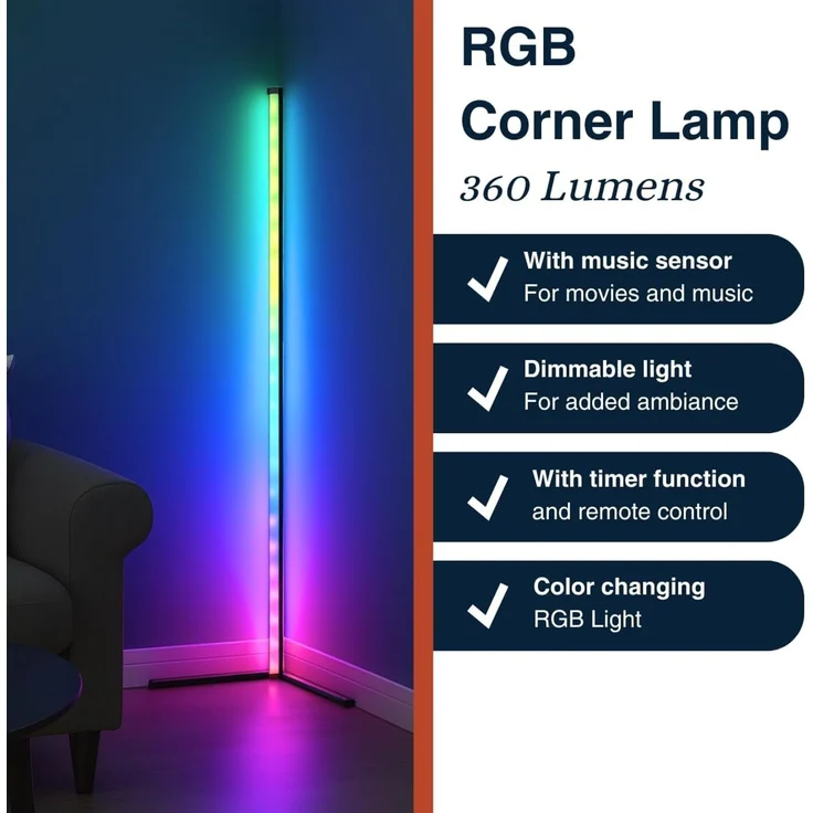 EDCO Ecklampe Stripe RGB GRUNDIG - Büro & Diele & Esszimmer & Wohnzimmer & Kinderzimmer & Küche & Schlafzimmer in Multicolor – Bild 4