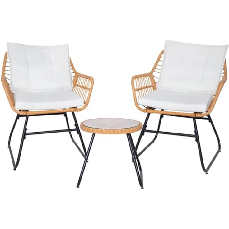 SVITA Balkonset AMALFI, Rattan, Outdoor, Sitzgruppe, Natur / Creme – Bild 2