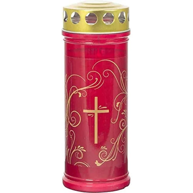 Gedenkkerze rot mit Ornament 7 Tage