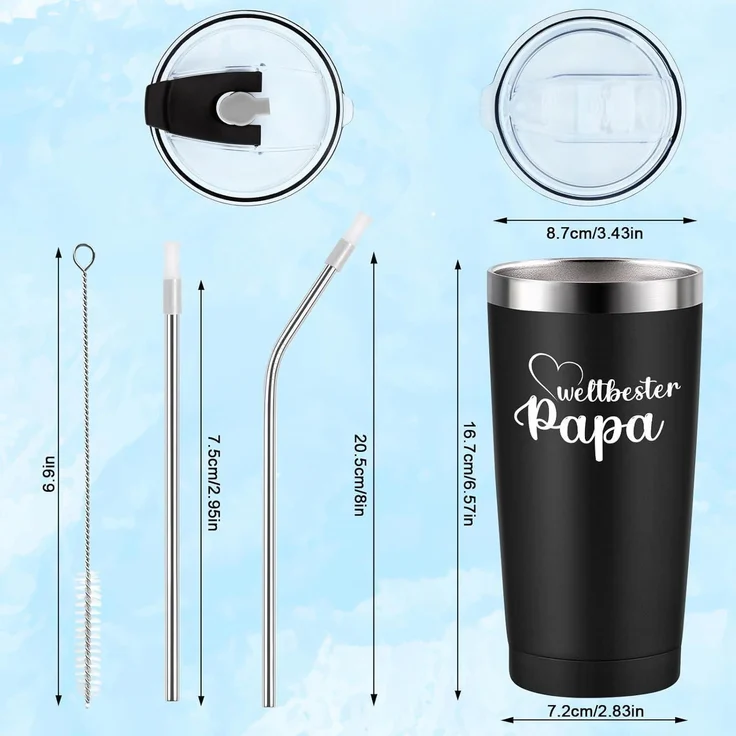 Livole Papa Geschenk Vatertag Tasse 600ml Isolierter Edelstahl Thermobecher – Bild 7