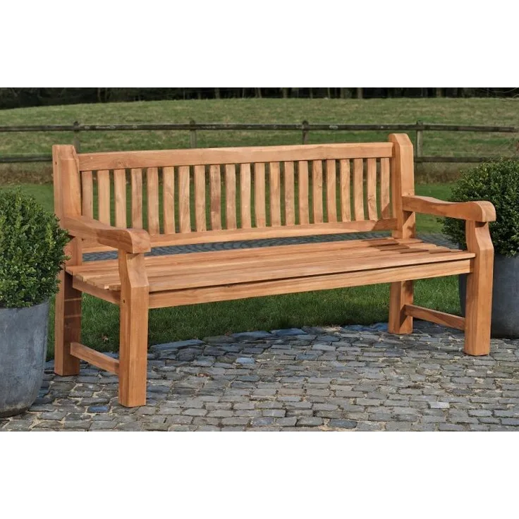 CLP Teakbank Jackson V2 Gartenbank mit Rückenlehne wetterfest stabil massiv,teak 120 cm