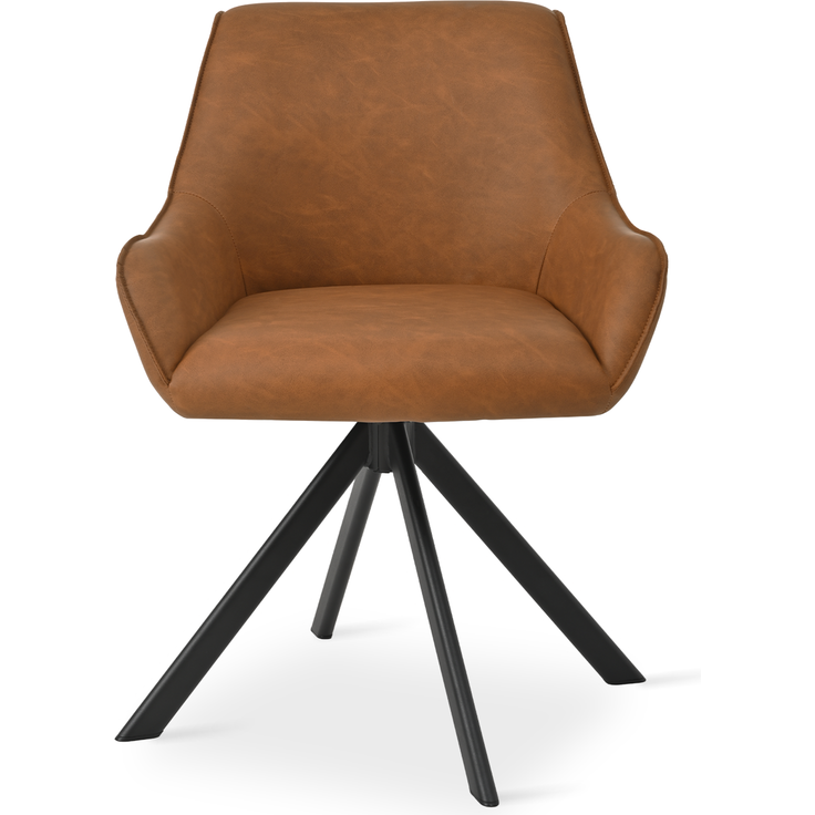 GOEURVANT 1178 Esszimmerstühle 2er-Set mit Armlehnen, 360° Drehbar, Kunstleder - Braun – Bild 6