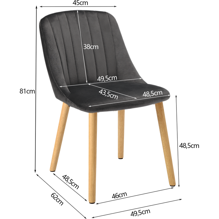 GOEURVANT 993 Esszimmerstühle 2er-Set, Samt - Dunkelgrau Stoff – Bild 6