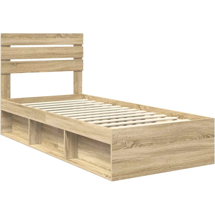 vidaXL Bettrahmen Sonoma-Eiche 90 x 200 cm Massives Kiefernholz 3411457 – Bild 3