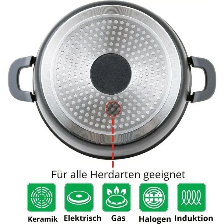 Cheffinger Schmorpfanne mit Glasdeckel, Aluguss schwarz, Ø 28 cm – Bild 5