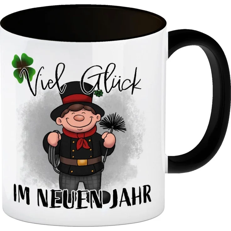 speecheese Tasse Viel Glück Kaffeebecher mit Schornsteinfeger – Bild 1