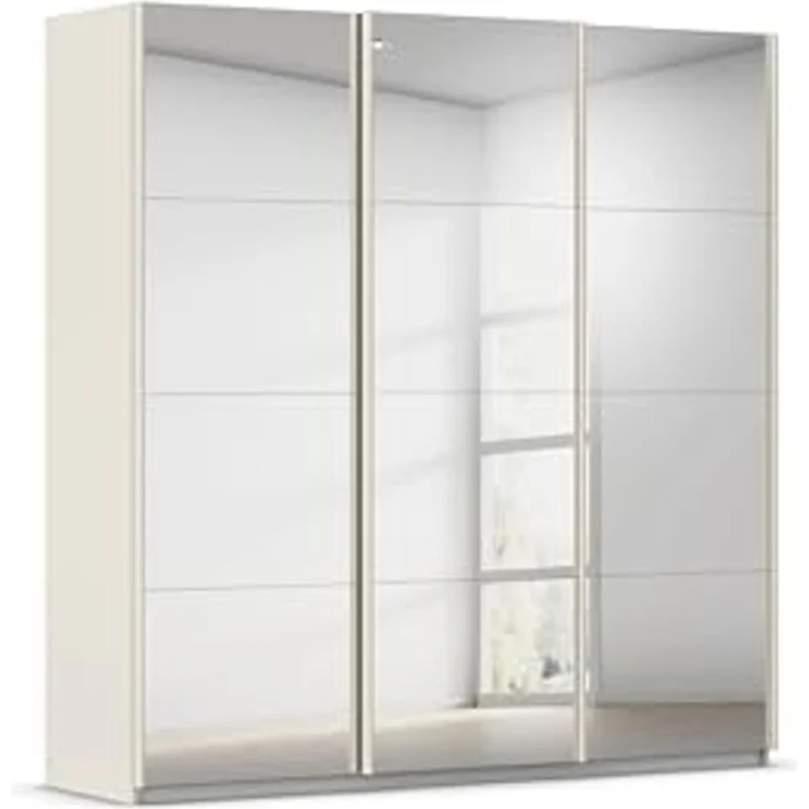 Rauch Möbel Kulmbach, Kleiderschrank mit Schwebetüren für Schlafzimmer, Kinderzimmer, Jugendzimmer, Garderobe, Flur, 3-türig, mit Spiegel, Zubehör Basic, Farbe Beige, Breite 203 cm – Bild 1