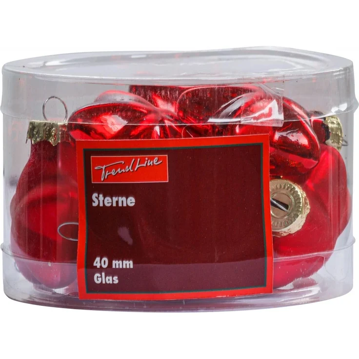 TrendLine Mini-Glas-Sterne weihnachtsrot 12 Stück Ø 4 cm Weihnachtsschmuck – Bild 2