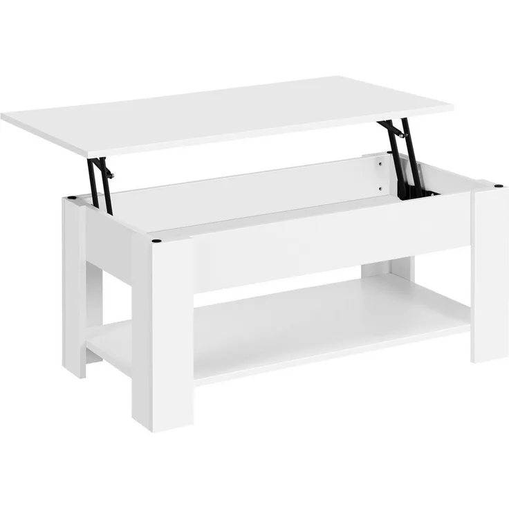 Yaheetech Couchtisch Höhenverstellbarer Kaffeetisch mit Verstecktem Stauraum und Ablage, Ausziehbarer Wohnzimmertisch Sofatisch für Wohnzimmer