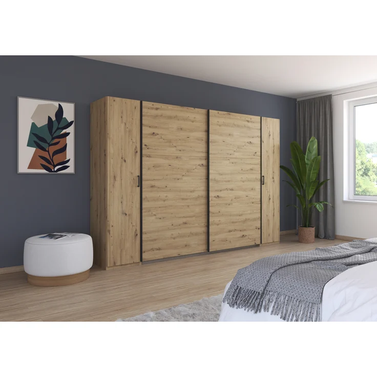 rauch Kleiderschrank, Dreh- und Schwebetürenschrank KRONACH, 4-türig, Eiche Artisan, 311 x 210 x 59 cm – Bild 1