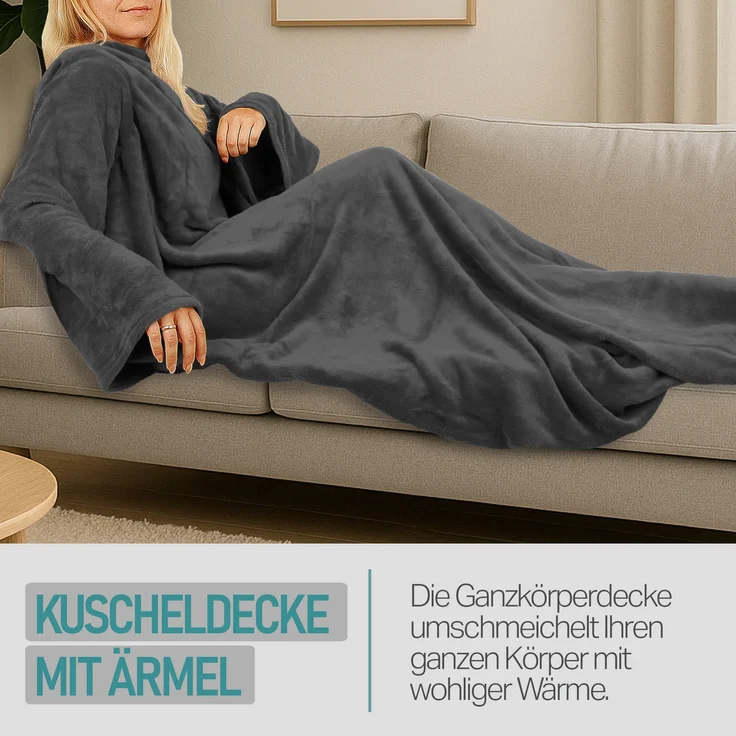 Kuscheldecke mit Ärmeln Anthrazit – Bild 2