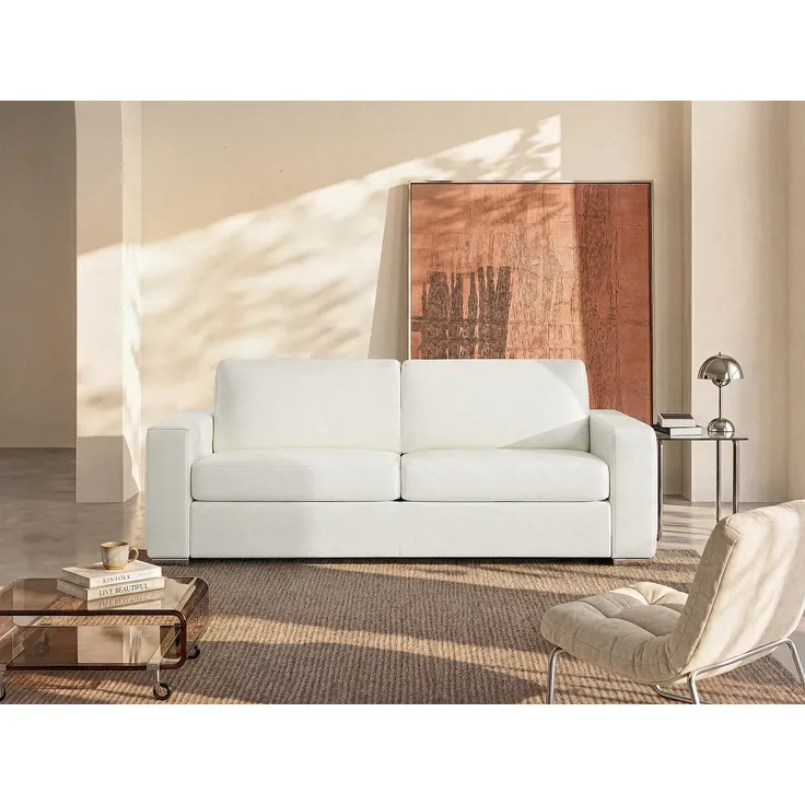 Vente-unique - CALITO Sofa Leder Weiß - B 223 cm94 cm x H 85 cm x L 216 cm