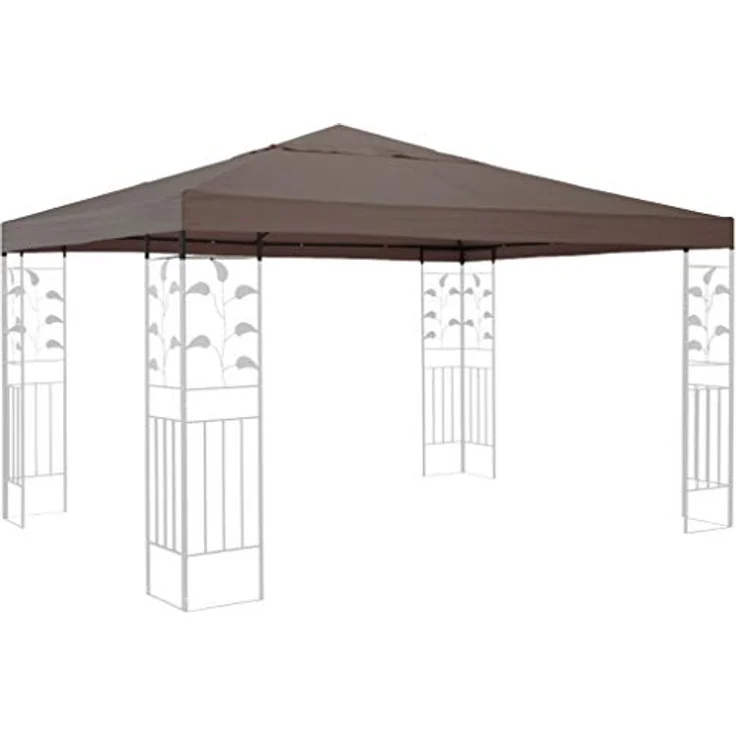 QUICK STAR Ersatzdach für Rank Pavillon 3x3m, Taupe, 100% Polyester mit PVC-Beschichtung, Dachlüftung, Klettband-Befestigung – Bild 1