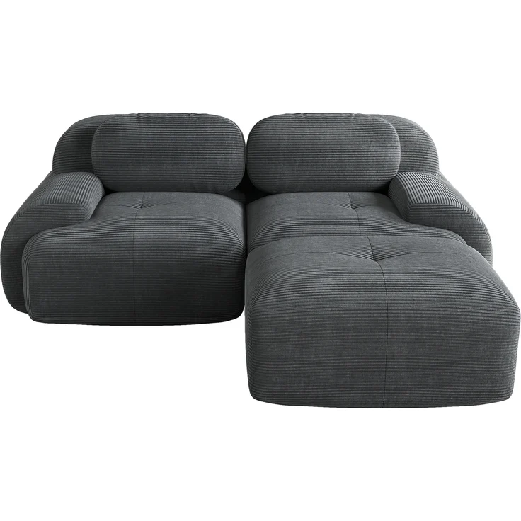 Ecksofa aus weichem Cordstoff,modular kombinierbar mit gebogenen Armlehnen ohne Montage hochelastische Schaumstoffpolsterung für Wohnzimmer Ruhezonen und Schlafzimmer,Cordstoff,Grey, – Bild 5