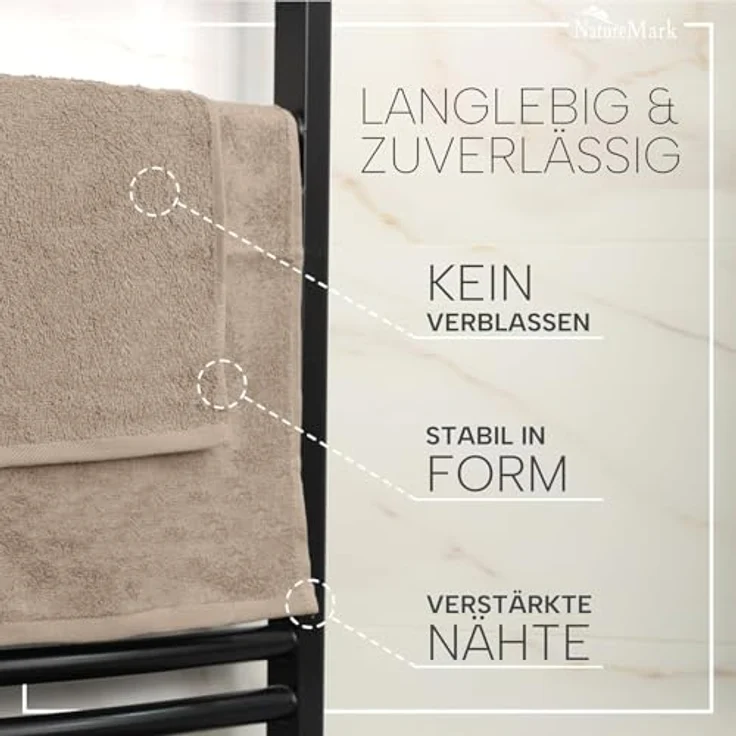 NatureMark 20er Spar-Pack Frottier Gästetücher, 30x50 cm, 100% Baumwolle, Sand Beige – Bild 5