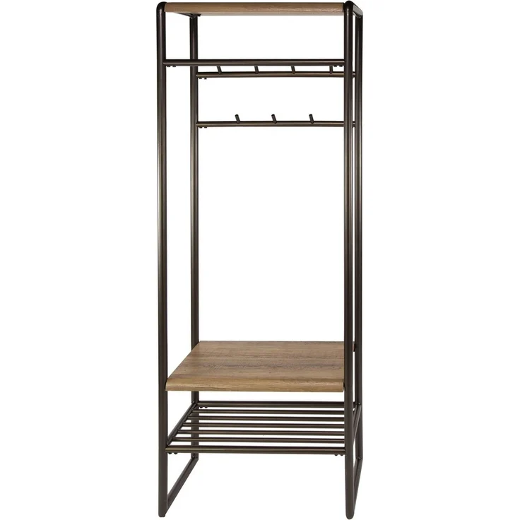 Garderobenmöbel Onul 70 cm Metall Bronze mit Ablagen in Eichenoptik – Bild 5