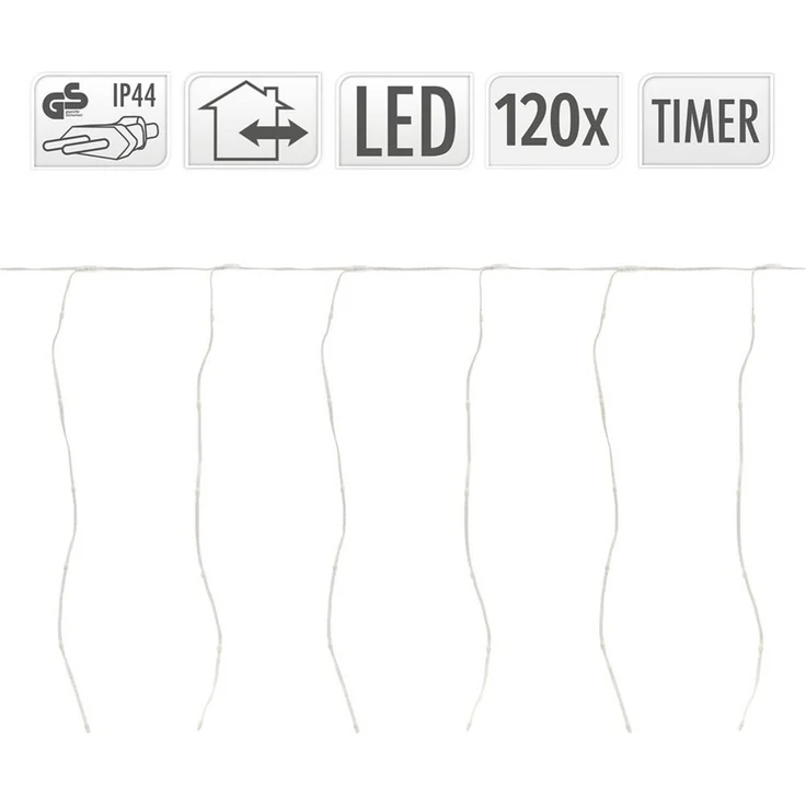 ECD Germany LED-Lichtervorhang Weihnachtsbeleuchtung Weihnachtslichterkette Christbaumbeleuchtung, Lichtervorhang 120 LEDs 3m für Innen & Außen IP44 Warmweiß – Bild 2