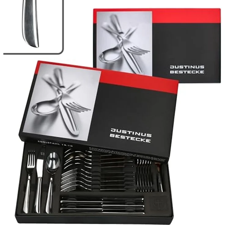 Justinus Besteck-Set 60tlg Twist Komplett-Besteck-Set für 12 Personen, Edelstahl – Bild 1