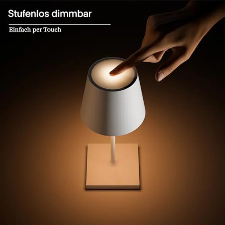 Sigor Nuindie mini LED-Akku-Tischleuchte, kabellose Leuchte mit IP54 Schutz, 12 Stunden Akkulaufzeit, dimmbar, pulverbeschichtet – Bild 4