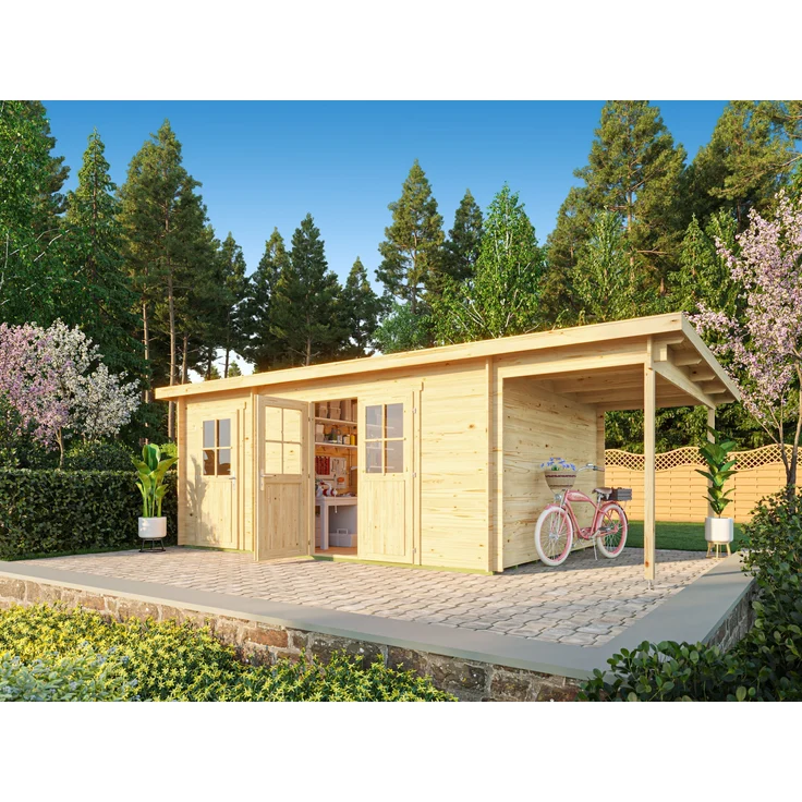 Fjordholz 'Ezra 5' Gartenhaus mit Pultdach, Fichtenholz natur – Bild 1