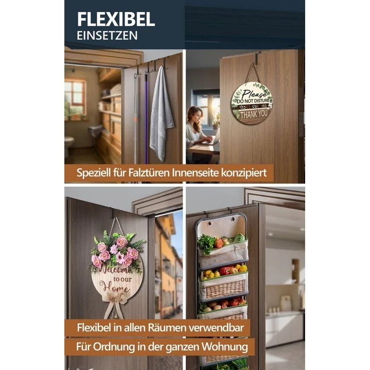 Aurelia Home Türhaken Türhaken aus Edelstahl für die Falztürinnenseite, 1,2 × 6,5 cm, Türen, (Packung, 10-St, 10), Bohrfrei, stabil, korrosionsfest, langlebig, robust – Bild 2