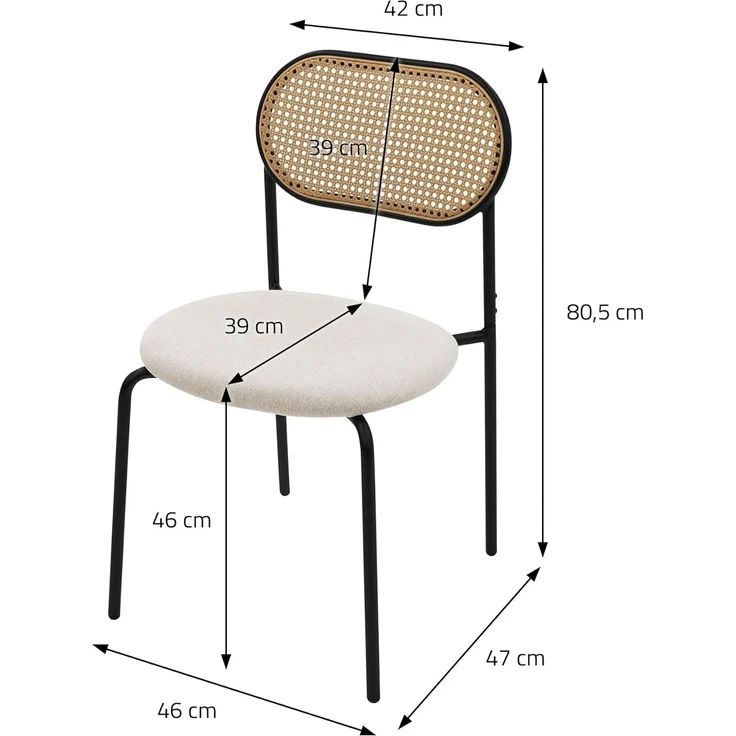 ML-DESIGN Stuhl Esszimmerstühle Rattanstuhl Polsterstühle Akzentstühle für Esszimmer (2 St), Beige Esstischstühle mit Rückenlehne aus Rattan 2er Set Küchenstuhl – Bild 3