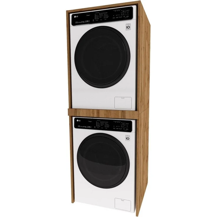 TREND WERK Waschmaschinenumbauschrank Waschturm für Waschmaschine & Trockner (in der Standardvariante (66×65×180 cm) und der Slim (66×51,2×180 cm), Waschmaschinen Überbauschrank in zwei Tiefen: 65 cm und 51,2 cm) Offenes Bad- & Hauswirtschaftsregal – f... – Bild 1