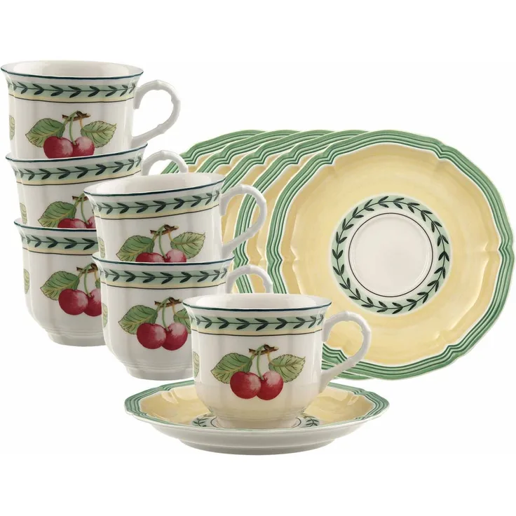 Villeroy & Boch French Garden Fleurence Kaffeetasse mit Untertasse 120 ml 6er Set