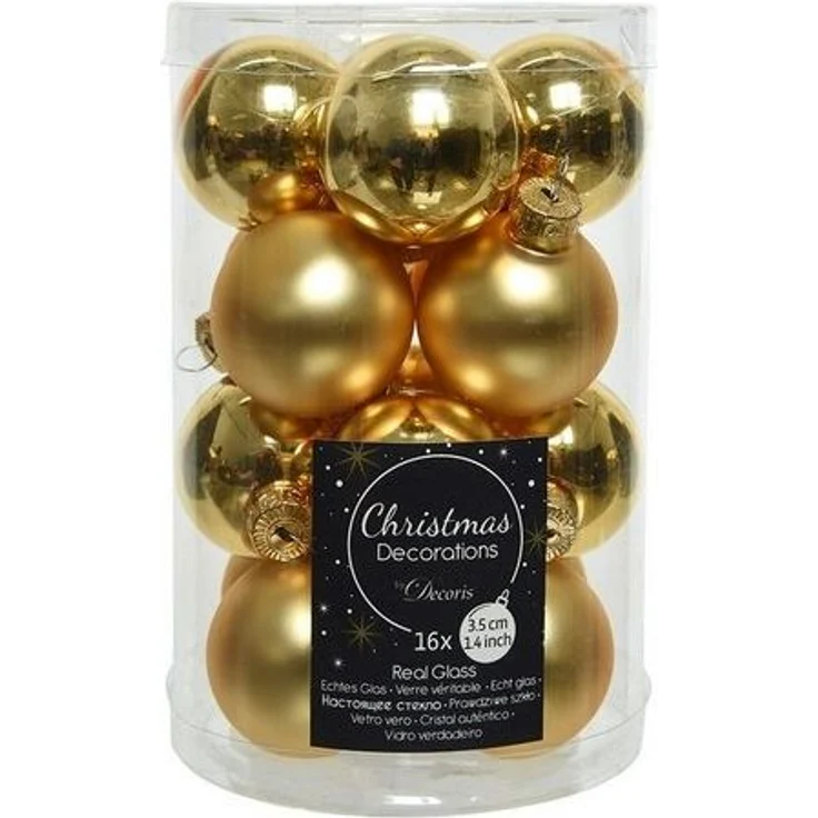 Kaemingk Weihnachtsbaumkugel, Weihnachtskugeln Glas 3,5cm 16 Stück - Hellgold – Bild 2