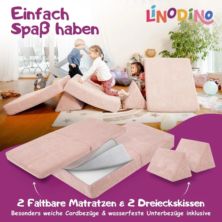 Linodino Kindersofa Spielsofa I aus Schaumstoff Bausteine I Spielcouch für Kinder, 3 Jahre Garantie – Bild 4