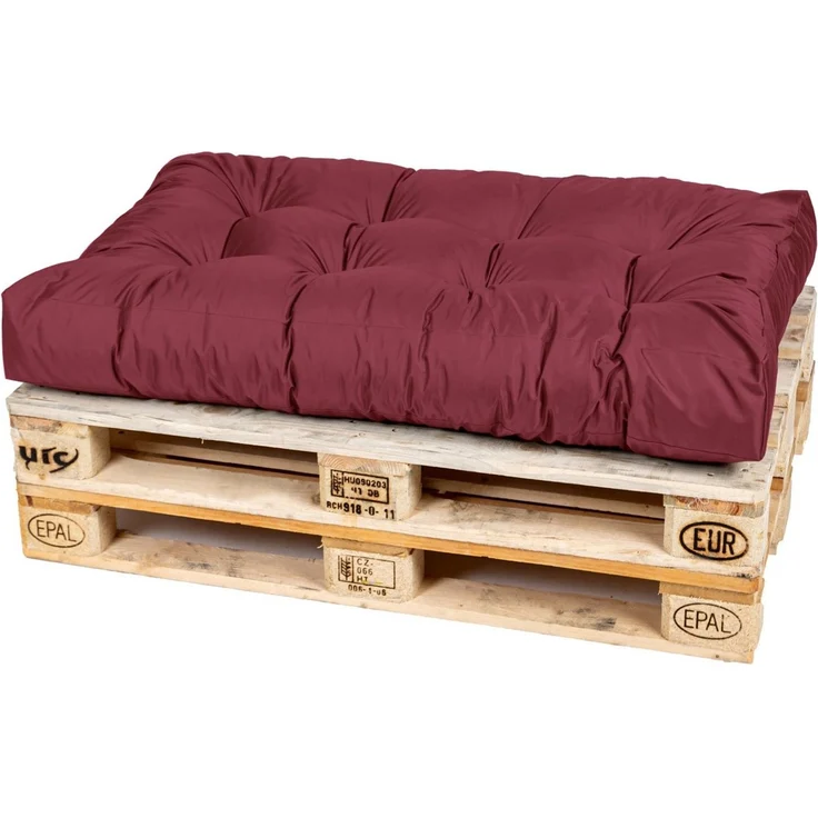 TexDeko® Garden halbes Palettenkissen 60 x 80 x 18 cm wasserabweisend UV - beständig Premium Sitzkissen gesteppt Palettenauflage für Europaletten Palettenmöbel Palettenpolster (Bordeaux)