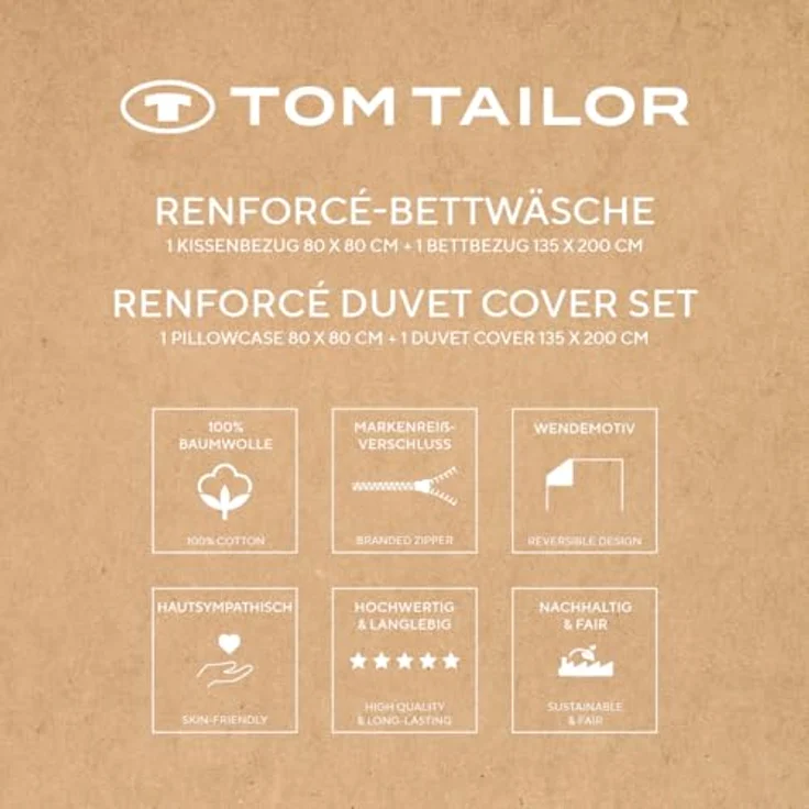 TOM TAILOR HOME Wendebettwäsche Siena in Gr. 135x200, 155x220, 200x200, 200x220 cm, Renforcé, 2 teilig, gestreifte Bettwäsche aus Baumwolle, Bettwäsche mit Wendeoptik – Bild 8