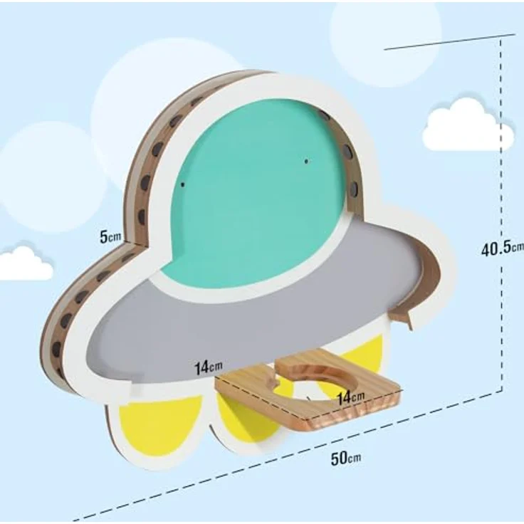 Todeco Tonie-Regal für Toniebox Hörfiguren, Magnetische Wandregal für 30-40 Tonie, Perfekte Tonie Aufbewahrung im Kinderzimmer für Jungen & Mädchen, UFO – Bild 3