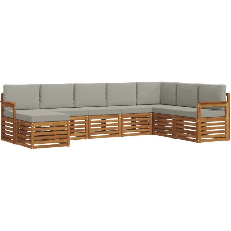 vidaXL Outdoor-Sofagarnitur 8 stk. 8-Sitzer Natur und Hellgrau 3375276 – Bild 2