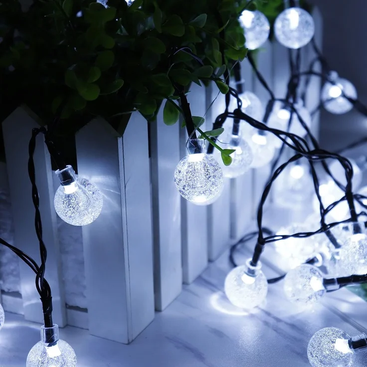 Salcar LED Solarleuchte LED Kugel-Lichterkette Außen Solar Gartenleuchte, 5m Kaltweiß – Bild 7