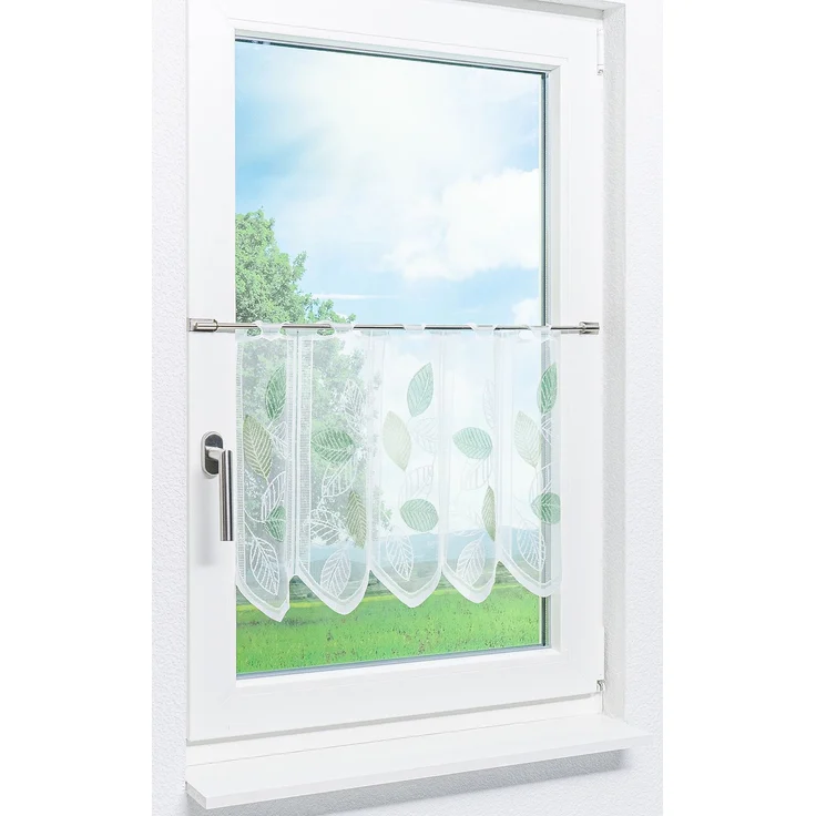 Scheibengardine Lysel - Laubblätter (Bx H) 120cm * 45cm Grün/minzgrün – Bild 2
