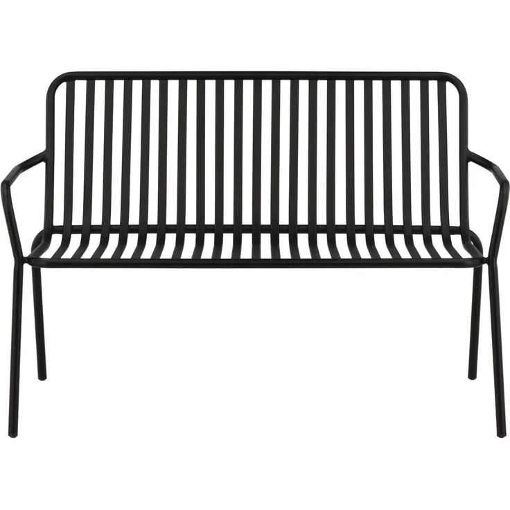 Venture Home Peking Gartenbank, schwarze Sitzbank mit exklusiven Kissen, Sitzhöhe 45 cm, maximales Gewicht 120 kg