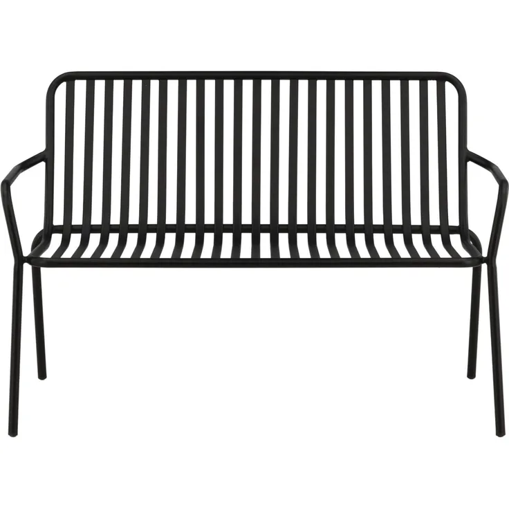 Venture Home Peking Gartenbank, schwarze Sitzbank mit exklusiven Kissen, Sitzhöhe 45 cm, maximales Gewicht 120 kg