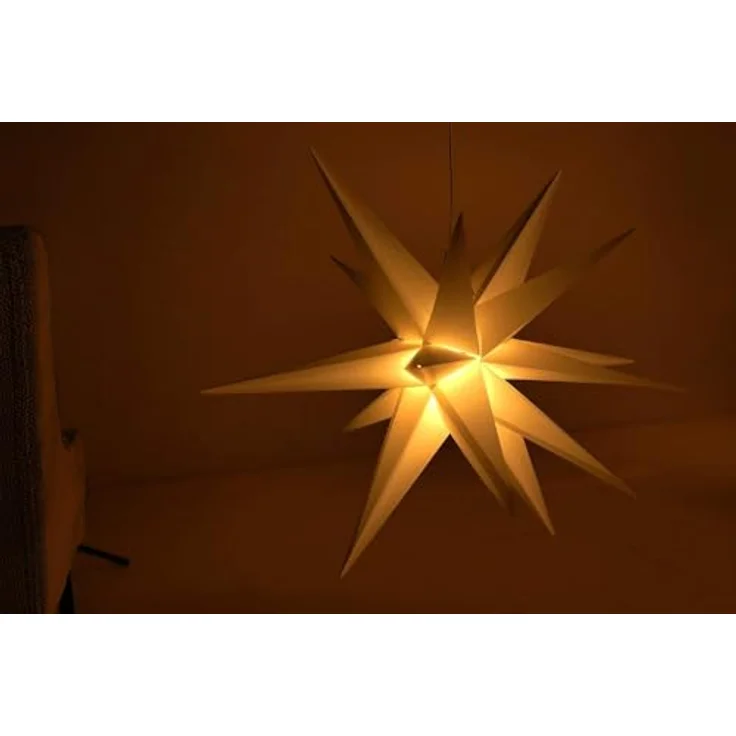 Gartenpirat LED Stern Faltstern 18 Zacken aus Kunstoff-Folie mit LED-Birne warmweiß, Timer-und Schalter-Funktion: Schalter mit 3 Funktionen(ON/OFF/TIMER) – Bild 8