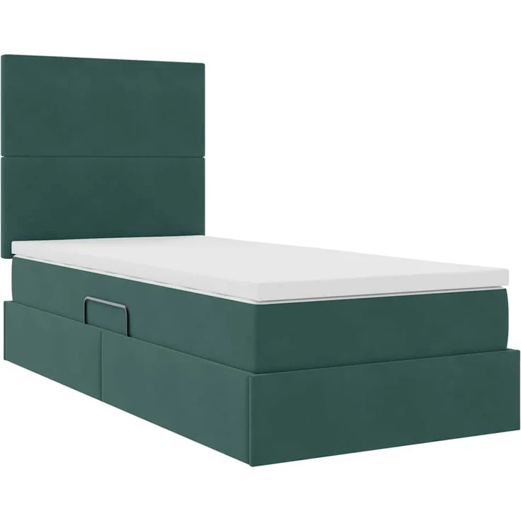 vidaXL Aufbewahrungsbett mit Matratze Dunkelgrün 100 x 200 cm Samt 3371952 – Bild 5