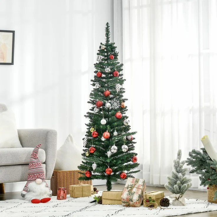 HOMCOM Weihnachtsbaum, Kunststoff, Metall, Grün, Ø46 x 150H cm – Bild 2
