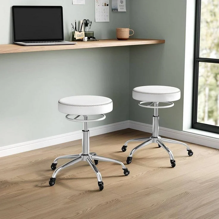 Woltu Drehhocker (1 St), 360° drehbar, mit Rollen, runder Hocker – Bild 3
