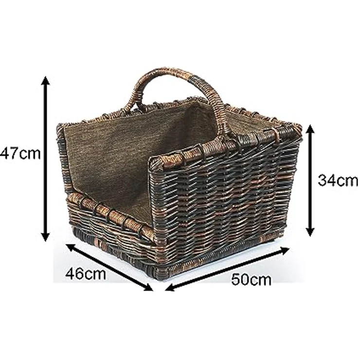 Kobolo Kaminholzkorb Holztrage krabu Rattan - abnehmbarer Jutestoff – Bild 3