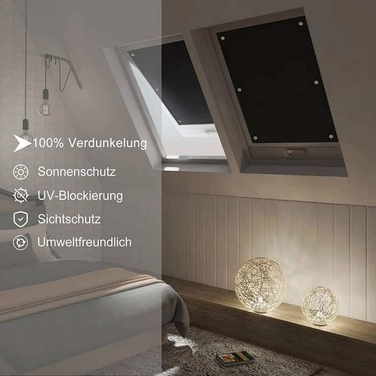Dachfensterrollo, Woltu, 1x Thermorollo Dachfenster ohne Bohren, mit Saugnapf – Bild 2