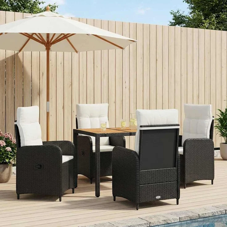 vidaXL Outdoortisch-Set 5 stk. Schwarz und Cremeweiß 90 x 90 x 75 cm 3422265 – Bild 1