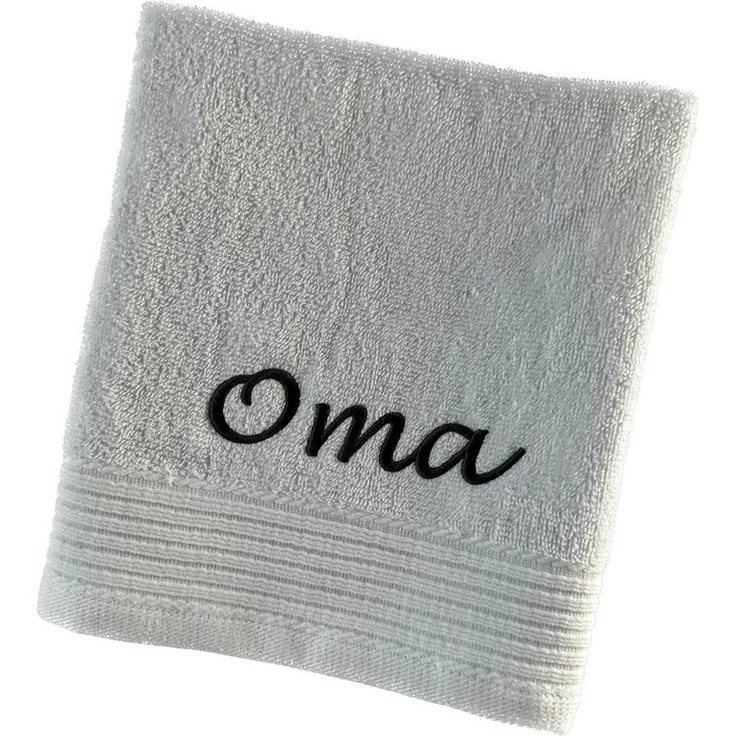 Schnoschi Handtuch Handtuch mit Oma oder Opa bestickt Gästehandtuch Duschtuch Badetuch, hochwertige Bestickung mit Oma oder Opa