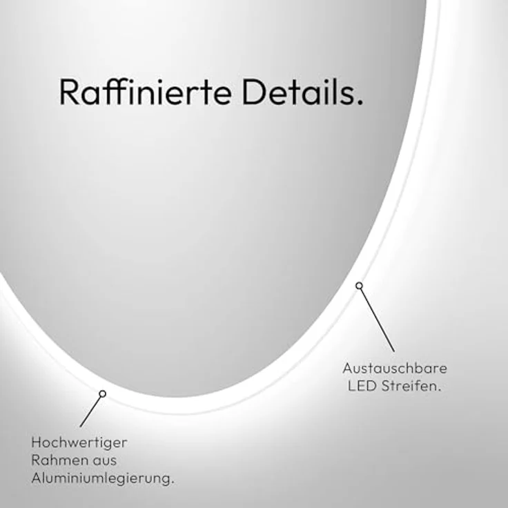 Talos LED Rundspiegel Moonshine 60 cm, Aluminiumrahmen, energiesparende Beleuchtung, neutralweiß, 4 mm Spiegelglas, IP24 spritzwassergeschützt – Bild 5
