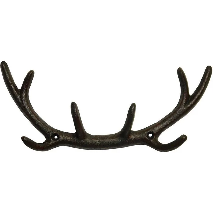 Hirschgeweih Wandhaken Haken GARDEROBE Gusseisen Antik-schwarz-braun Landhaus